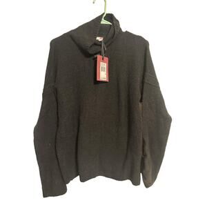 Chelsea & Violet Black Wool Blend Turtleneck Sweater Size Small Tie Sleeve NWT